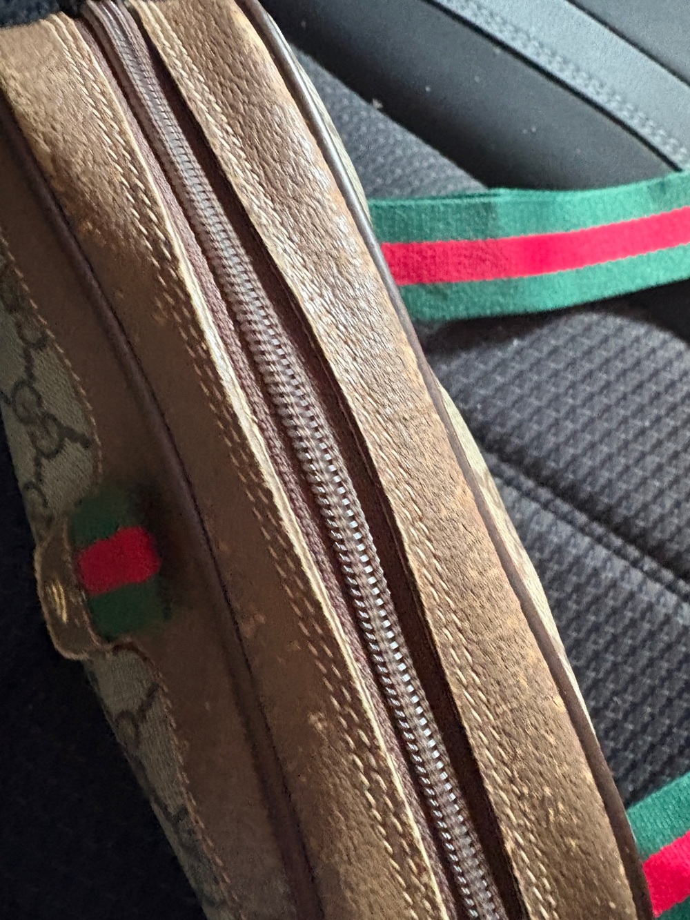 Gucci Brown Monogram Canvas Crossbody with Green-Red Web Stripe - Picture 6 of 6